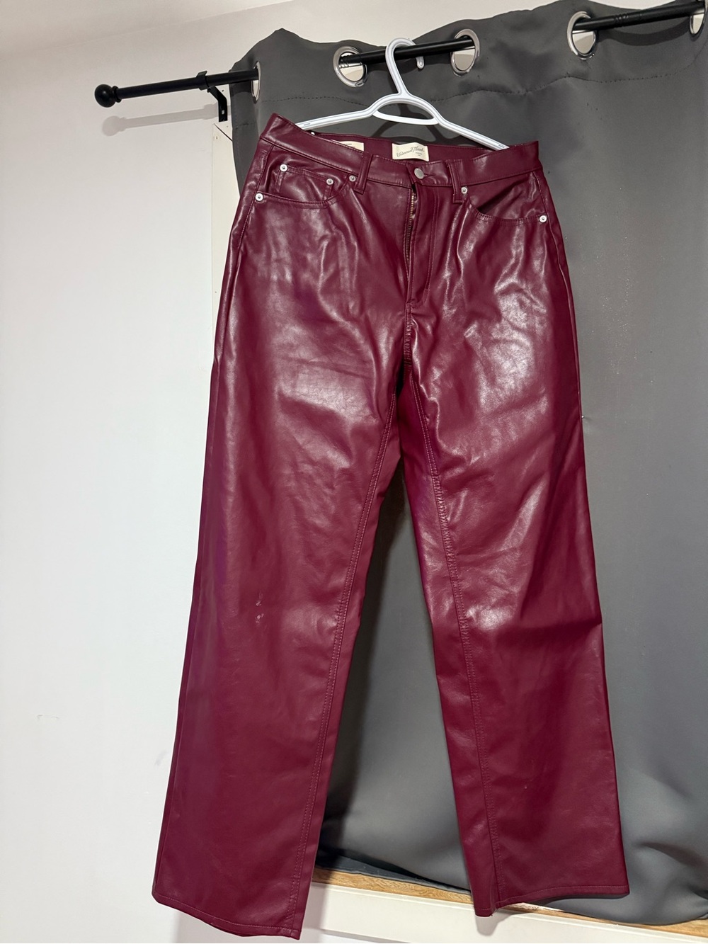 Universal Thread Women's Straight-Leg Faux Leather Jeans in Wine